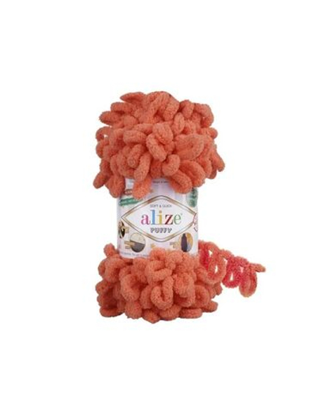 Пуффи (Puffy) пряжа Alize 100%микрополиэстер 5х100г/9,2 м 619 темный коралл
