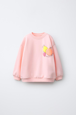 ZARA ТОЛСТОВКА С РЕЛЬЕФНЫМ ПРИНТОМ, МАНДАРИНОВЫЙ