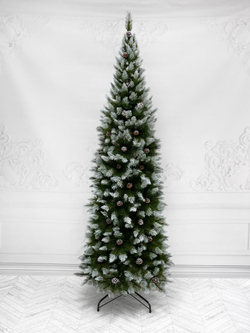 Ель Triumph Tree Женева с шишками стройная 185см заснеженная