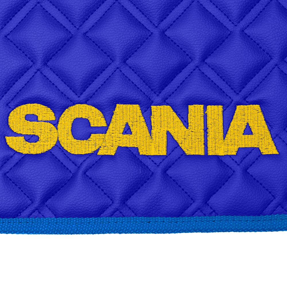 Ковры SCANIA 6 серии G (автомат), (экокожа, синий, синий кант, желтая вышивка)
