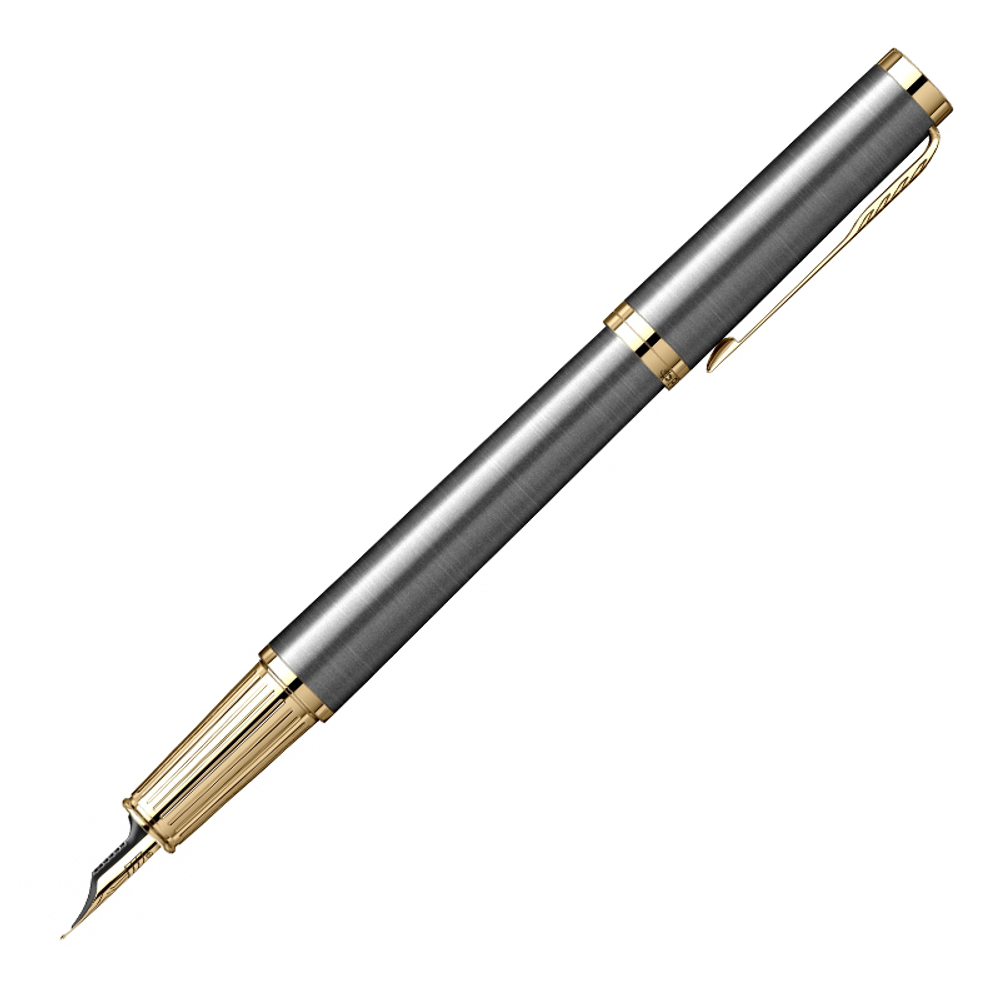 Перьевая ручка Parker Ingenuity Grey Core GT, перо: F (2 картриджа black и blue) в подарочной коробке