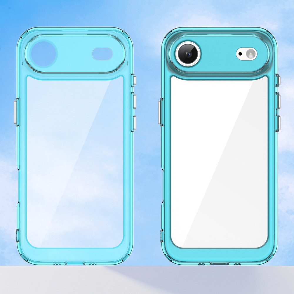 Прозрачный чехол для iPhone Air, с усиленными защитными рамками бирюзового цвета