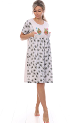 [m]Сорочка для кормящих х/б кор.рукав С-2699