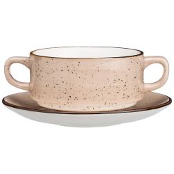 БУЛЬОННИЦА С БЛЮДЦЕМ BRONCO "NATURE" 250 МЛ БЕЖЕВАЯ (КОР=16НАБ.)