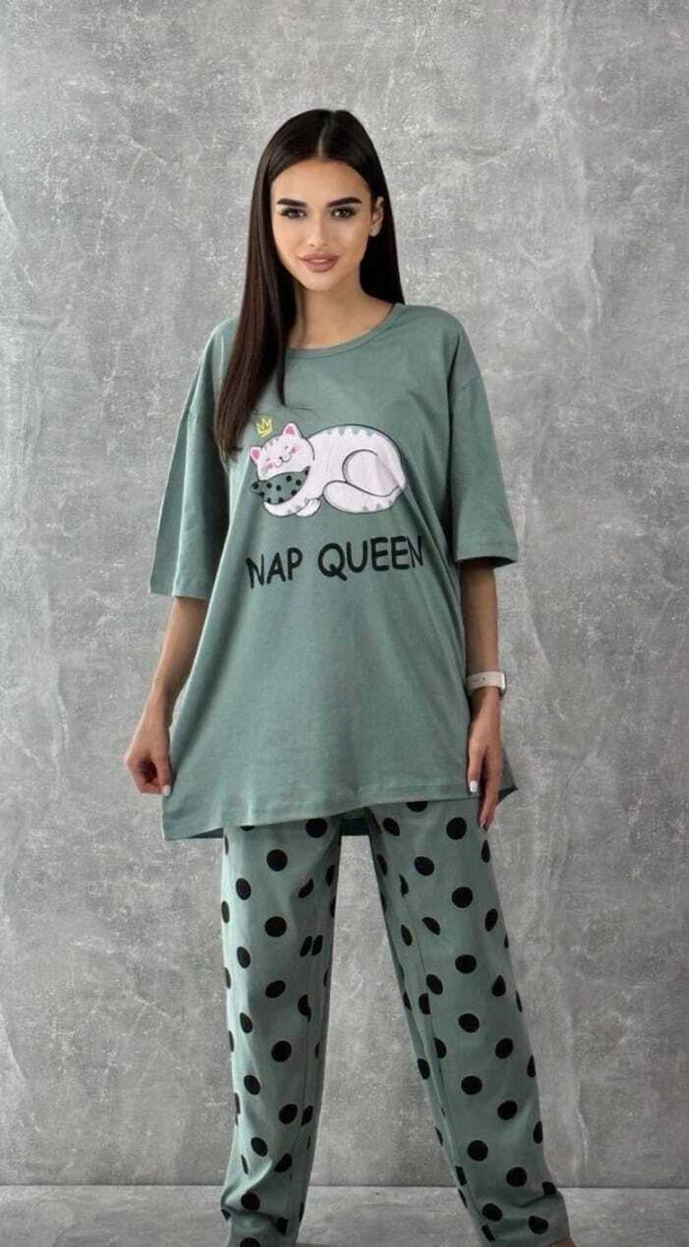 Пижама женская штаны+футболка к/р П0006 велик