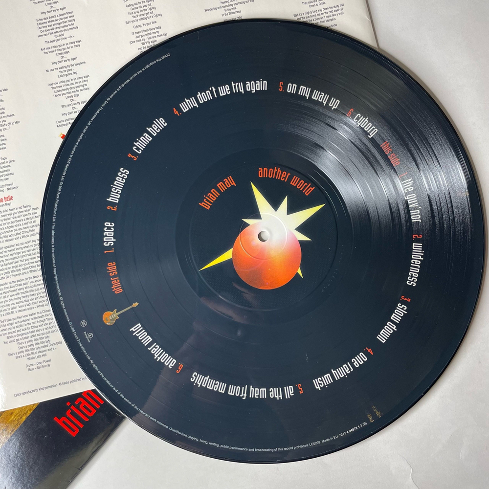 Винтажная виниловая пластинка LP Brian May Queen Another World (Англия 1998) Picture Disc