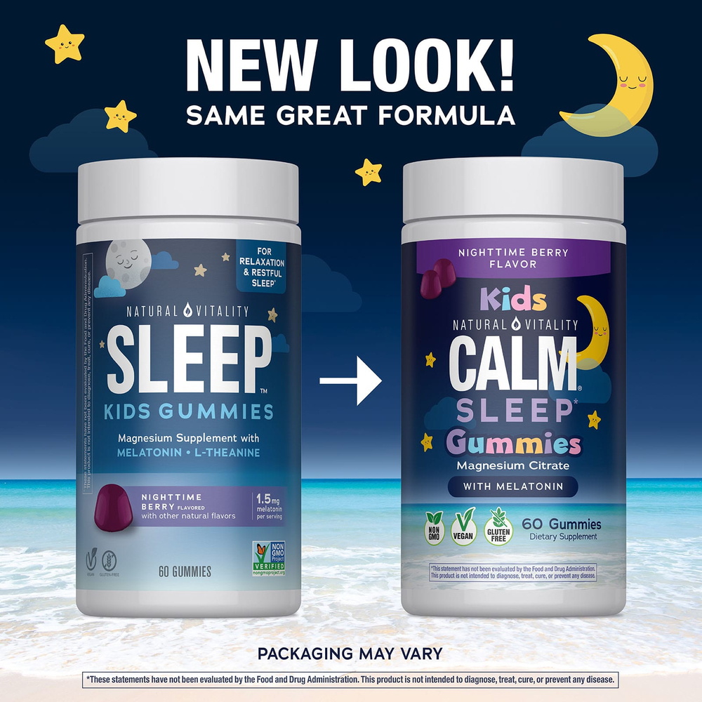 Natural Vitality, CALM®, детские жевательные мармеладки с мелатонином, ночные ягоды, 60 жевательных таблеток