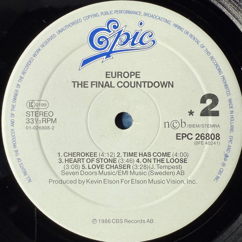 Europe - The Final Countdown (Голландия 1986г.)