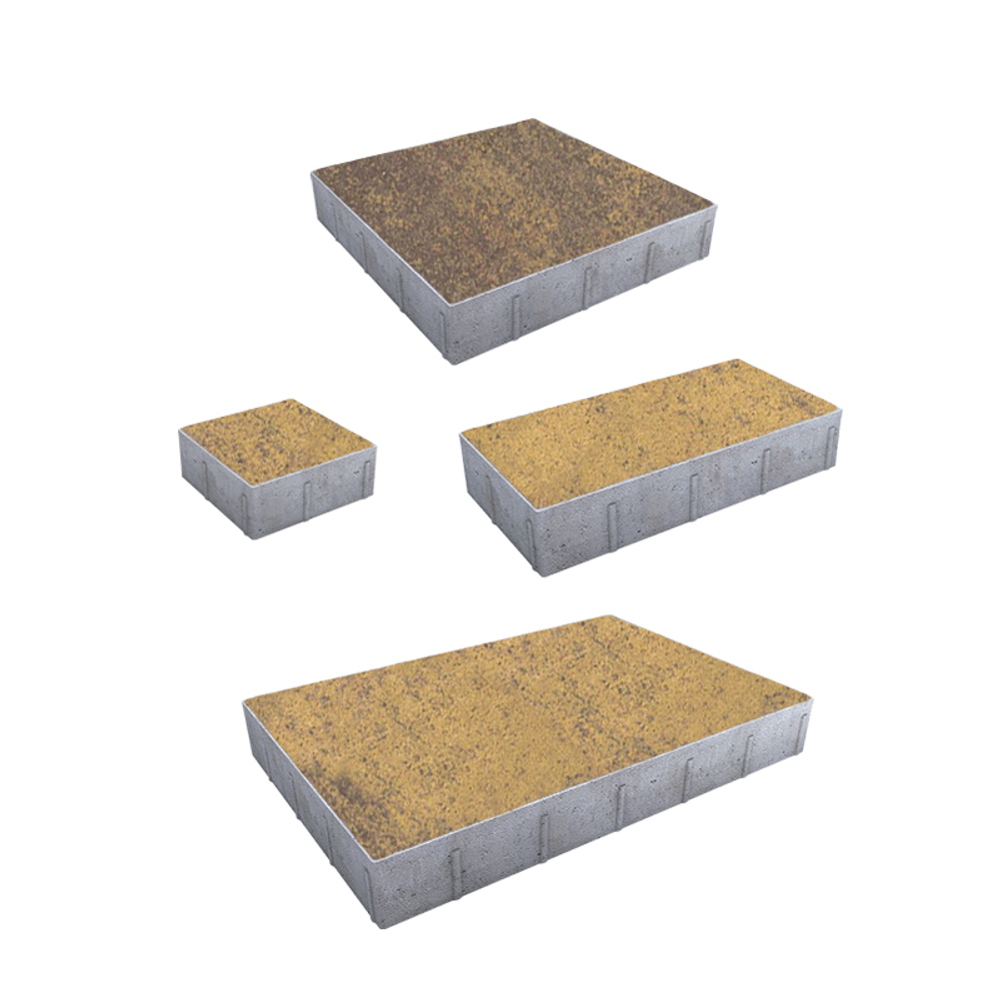 Тротуарная плитка ГРАНДО - Листопад гладкий Янтарь, комплект из 4 видов плит