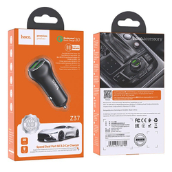 Разделитель автомобильный Hoco Z37 Sharp speed dual port QC3.0 car charger (2USB: 3.6V-6.5V &amp; 3A) Черный