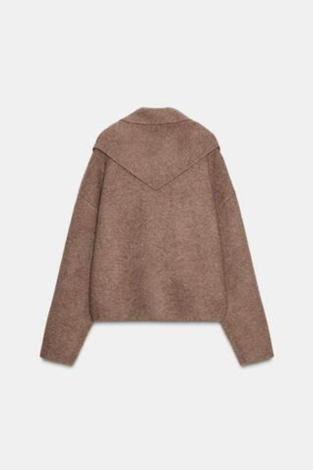 ZARA СВИТЕР С ШАРФОМ, СЕРО-КОРИЧНЕВЫЙ МЕЛАНЖ