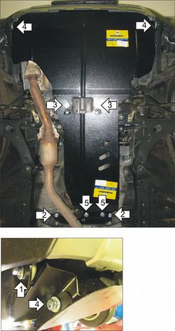 Усиленная защита Motodor картера двигателя, кпп. 2 мм, сталь. для Subaru Forester 2008-2013 арт.02226