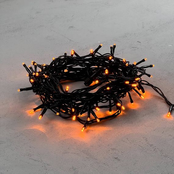 Светодиодная нить 100 желтых LED ламп, 10 м., 24В., черный провод ПВХ, LTC (PST100-11-1Y)