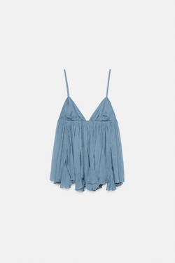 ZARA ЛЕГКИЙ ТОП НА БРЕТЕЛЯХ, СИНИЙ