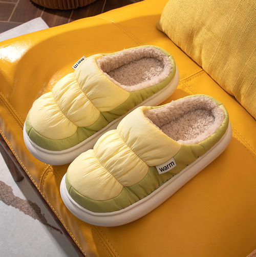 Тапочки дутики, желто-зеленый