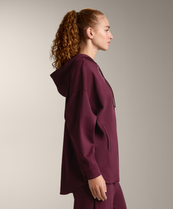 Oysho Куртка-Oversize с капюшоном из пике с хлопком, темно-гранатовый