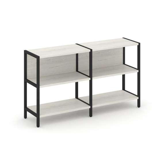 Shelf System Двухсекционный стеллаж двухярусный SN.STM-221 Дуб Наварра/Металл Черный 1590*400*879