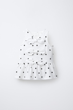 ZARA КОМБИНИРОВАННАЯ ФУТБОЛКА С БАНТАМИ, ЧЕРНЫЙ/БЕЛЫЙ