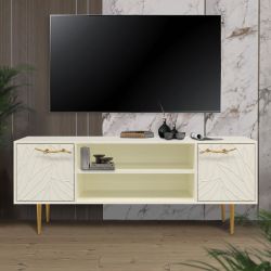 Тумба под ТВ Арт Колор leaves 155см Стайл Голд Кремовый белый