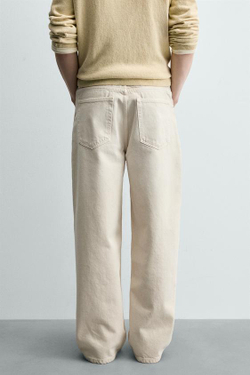 ZARA ДЖИНСЫ BAGGY FIT, ЭКРЮ