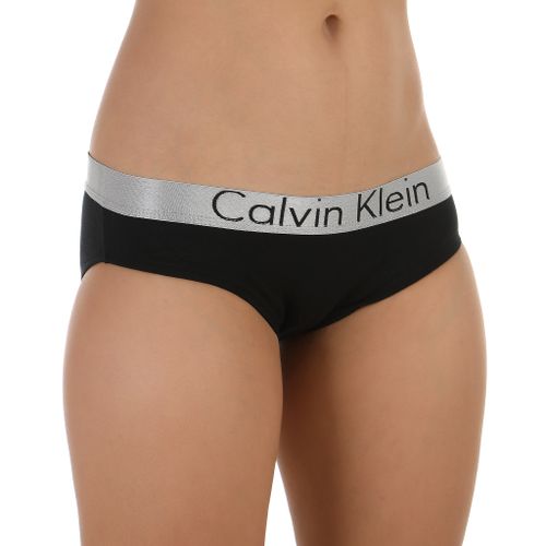 Женские трусы слипы черные с черной надписью Calvin Klein