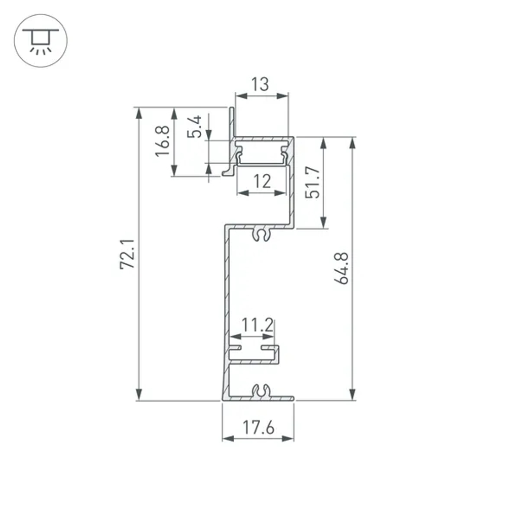 Профиль PLINTUS-H73-F-2000 BLACK (Arlight, Алюминий) 043480