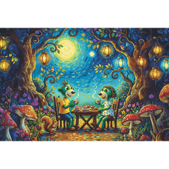 Pazl / Пазлы / Puzzles - "100" - Inspired By Art - Meeting at the Cafe /  The Treflik Family