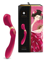 Малиновый двусторонний вибростимулятор ZOA - 26,5 см. (Цвет: малиновый)