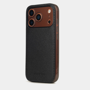 Чехол-накладка для iPhone 17 Pro Max из кожи сафьяно, черного цвета