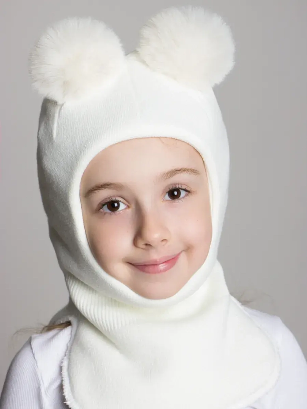 Шапка шлем детская зимняя вязаная