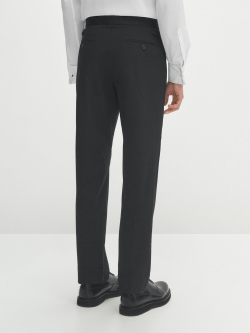 Massimo Dutti Фланелевые брюки из 90% шерсти, черный