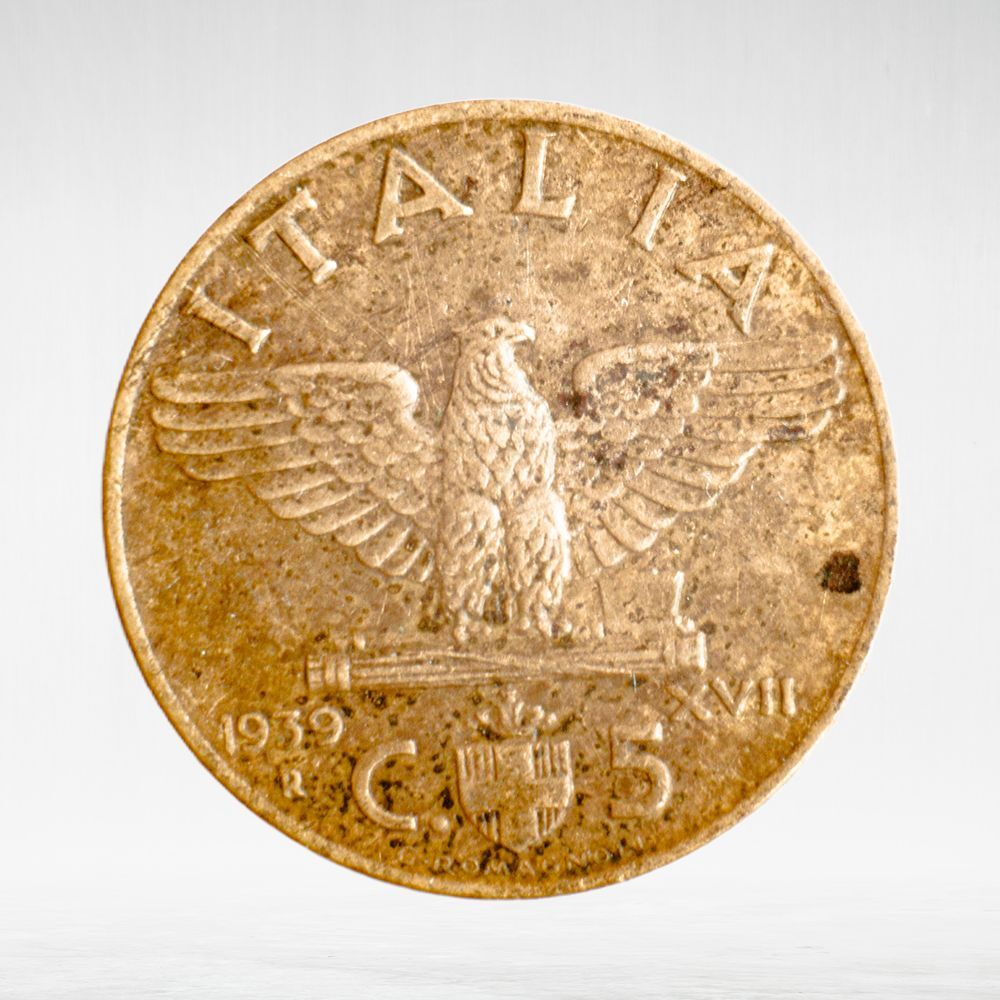 Italy 5 Centesimi 1939 R "Victor Emmanuel III - Eagle and Fasces", VF