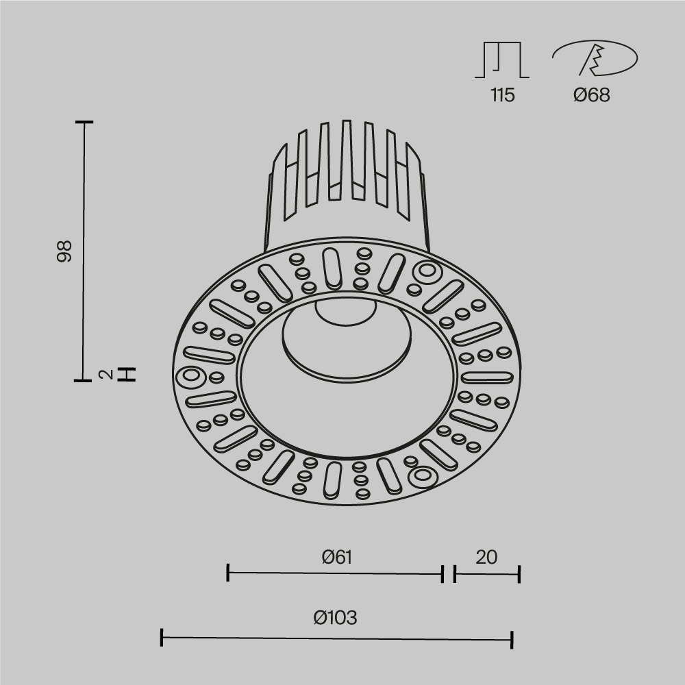 Встраиваемый светильник Technical DL121-15W-3K-TRS-B