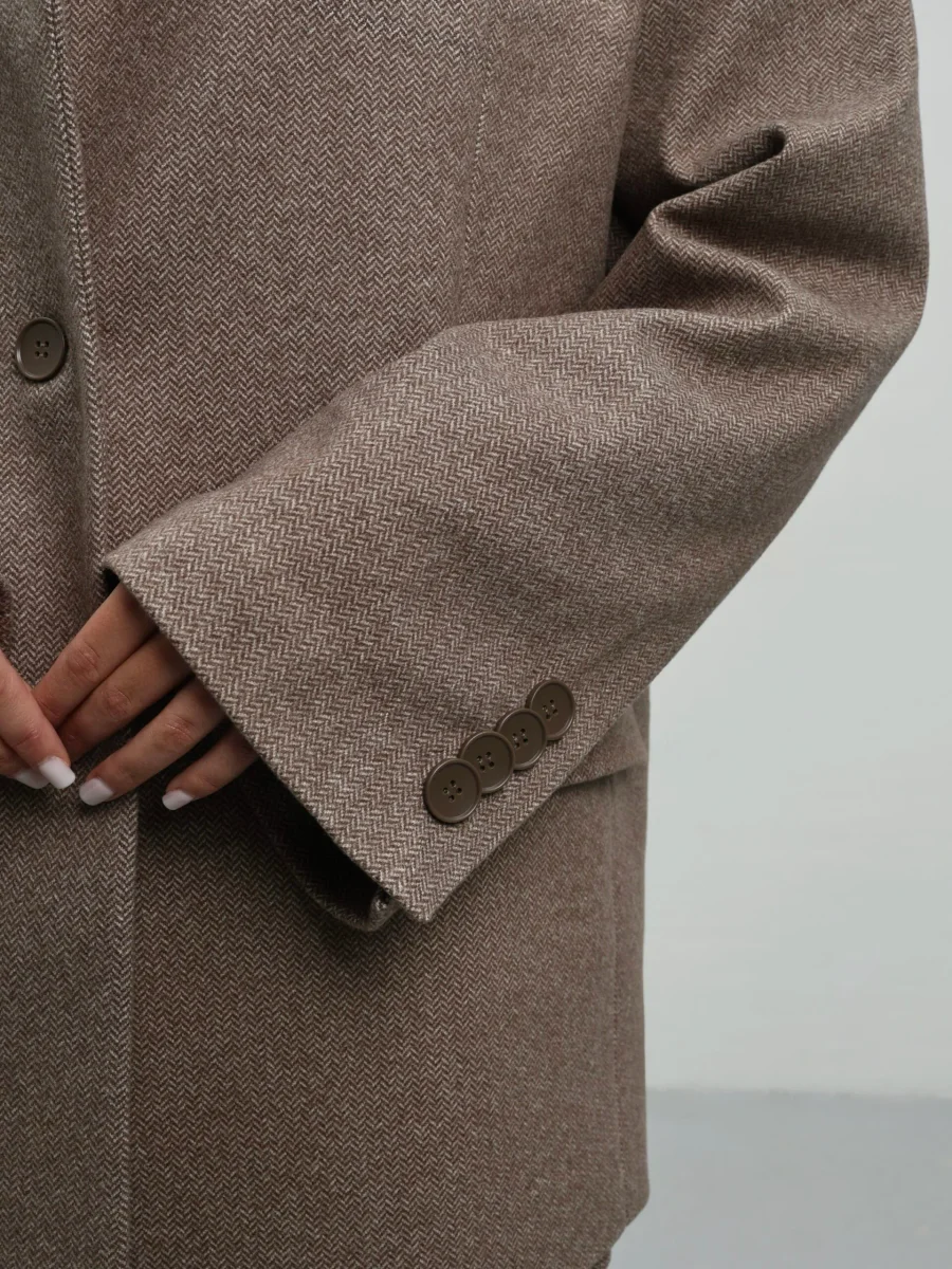 Пиджак оверсайз с объемными плечами, Коричневый