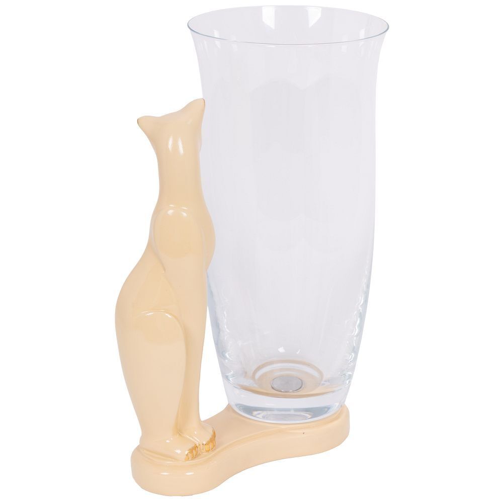 Ваза для цветов Кошка Шелби с чашей Аура Айвори