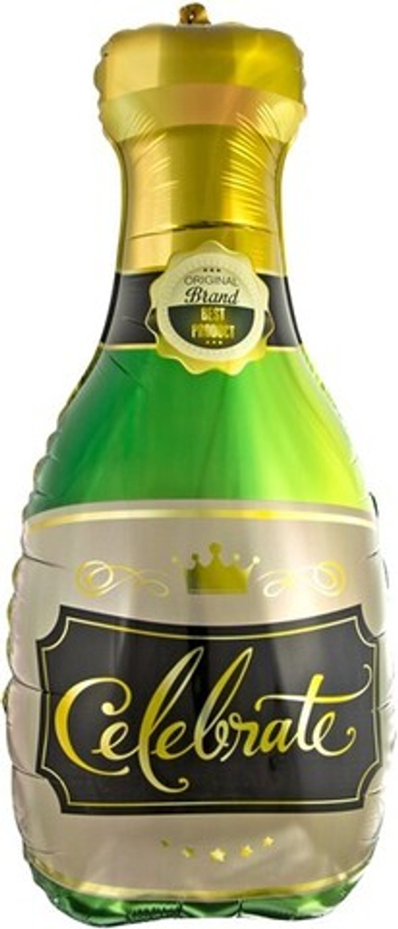 Шар с клапаном (17''/43 см) Мини-фигура, Бутылка Шампанское, 1 шт.