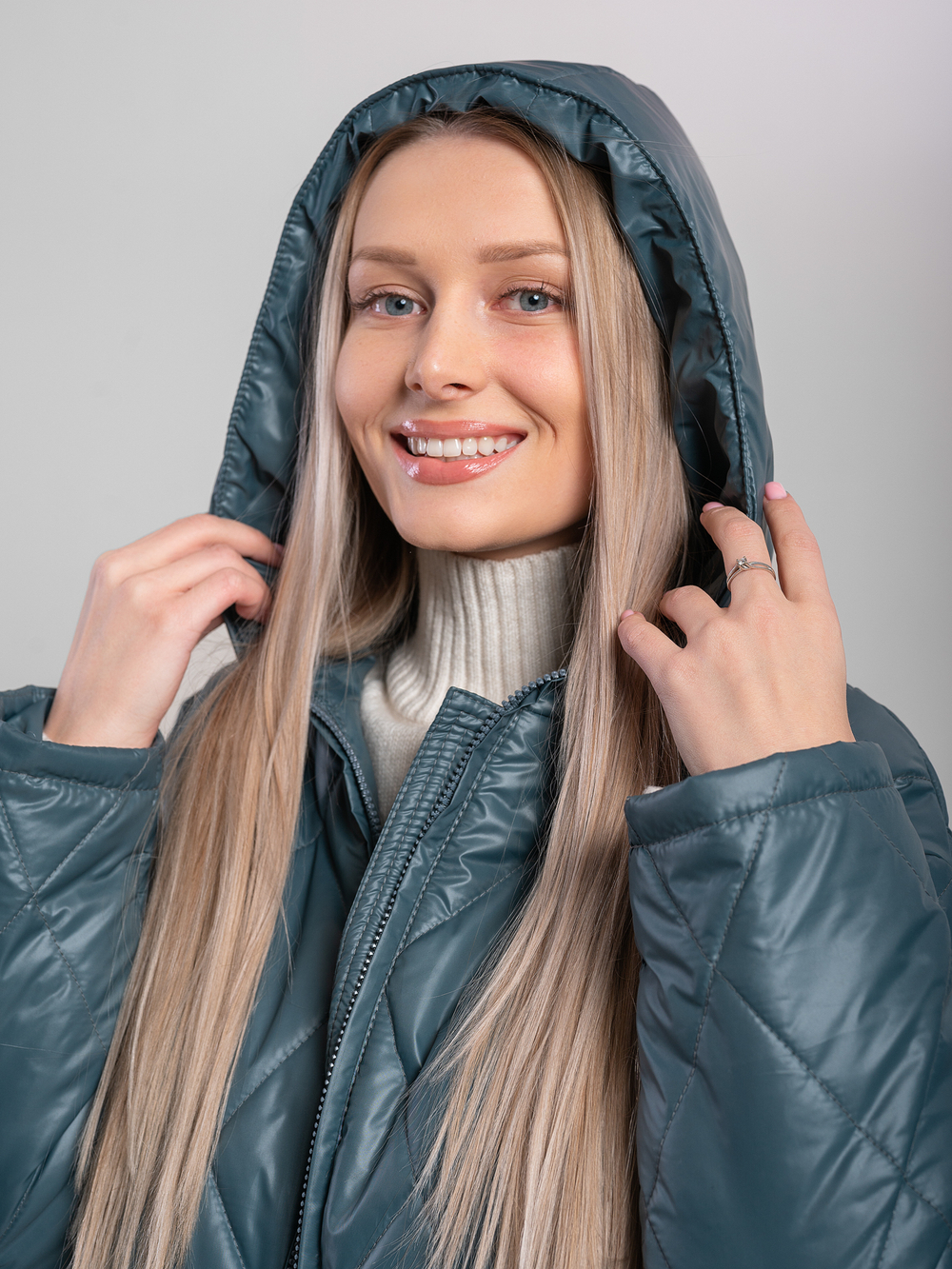 Полупальто женское "Миди" серый