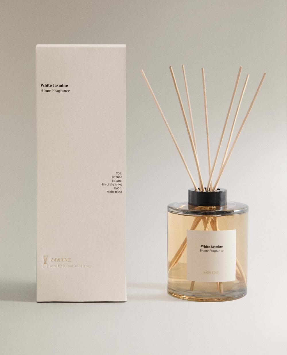 Zara Home Аромадиффузор White Jasmine 500 мл, тростниковые палочки микадо, аромат цветочный, Розовый