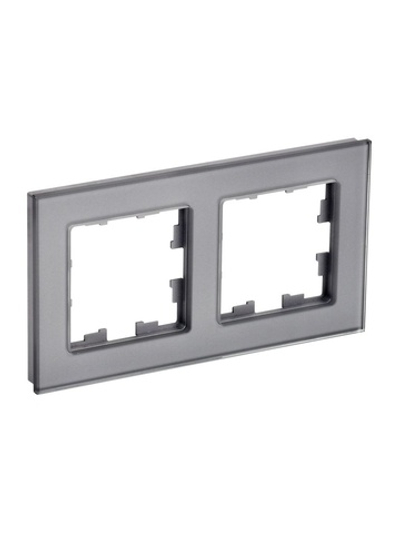 Рамка 2-м BRITE РУ-2-2-БрСе стекло сер. IEK BR-M22-G-K03
