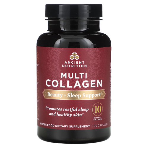 Ancient Nutrition, Мультиколлаген, красота + сон, 90 капсул