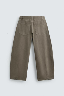 ZARA ДЖИНСЫ BALLOON FIT НА МОЛНИИ, РЫЖЕВАТО-КОРИЧНЕВЫЙ