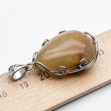 Подвеска Капля в оправе, рутиловый кварц, размер камня 27*21 мм, цена за 1 шт