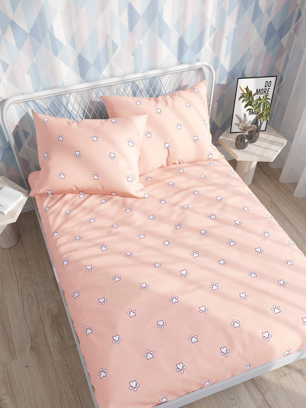 Постельное белье перкаль Сказка "Котики (комп)" 2-спальное Наволочка 50х70 см 2 шт Простынь 240x215 см Пододеяльник 175x215 см