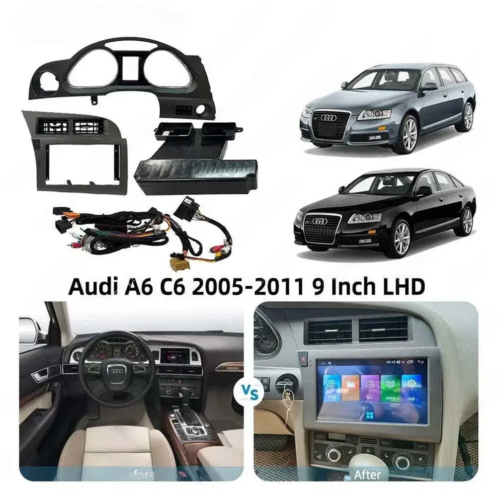 Магнитола для Audi A6 2004-2008 - Carmedia SF-9612 (рамка 9") QLed+2K, Android 13, UIS7870 (DUDU7), CarPlay, SIM-слот