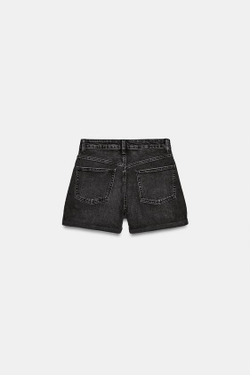 ZARA ДЖИНСОВЫЕ ШОРТЫ TRF MOM FIT С ВЫСОКОЙ ПОСАДКОЙ, АНТРАЦИТОВО-СЕРЫЙ