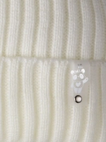 Шапка для девочки со снудом, демисезонная, молочная