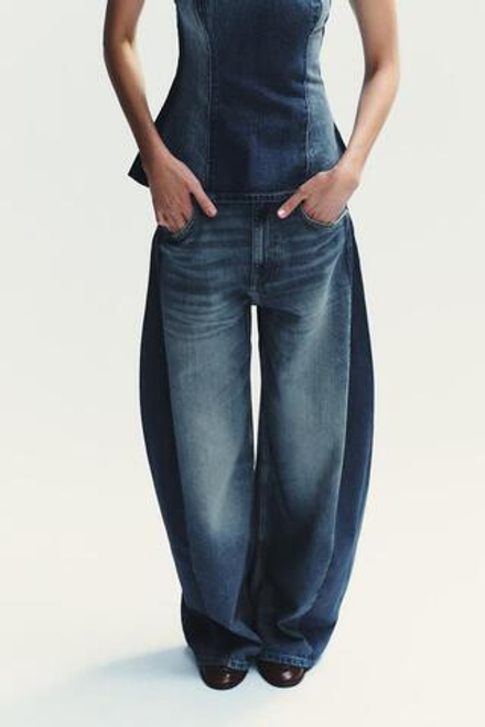 ZARA ДЖИНСЫ BALLOON OVERSIZE TRF С ВЫСОКОЙ ПОСАДКОЙ, МОРСКОЙ СИНИЙ