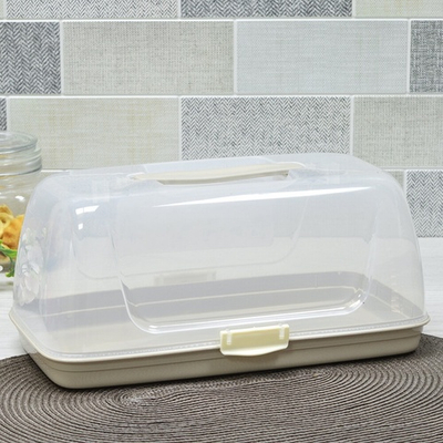 Хлебница "Barberry" с защелками и ручкой, 35*20*16см, латте