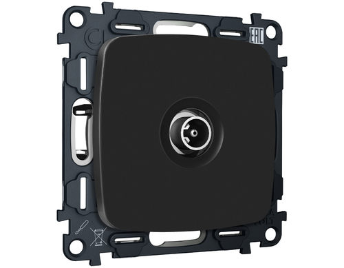 MO813010 Комплект механизма TV розетки оконечной OMEGA Черный матовый 50-870 MHz 1dB QUANT (OP8130, VM202)