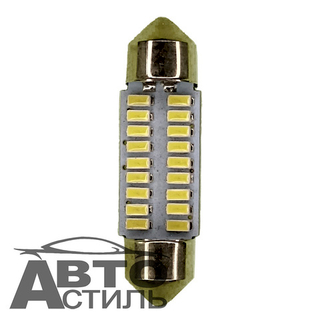 Светодиод 12V T11x41 18SMD 3014 WHITE  (салон) белая плата 11073